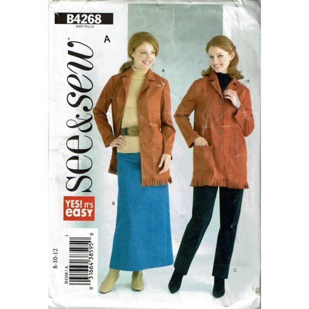 Butterick See and Sew Sewing Pattern 4268 Shirt Jacket Skirt Pants Size 8-12